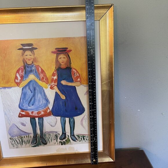 Edvard Munch Print 1863~Two Little Girls with Blue Aprons~RARE~READ DESCRIPTION - Picture 13 of 14